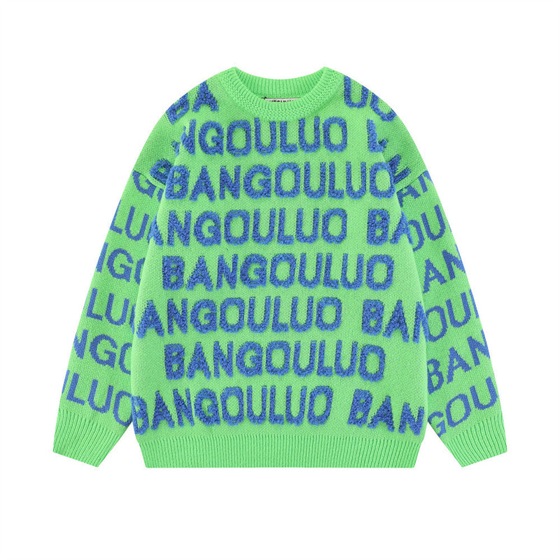 Men Sweater Flocking Jacquard Sweater