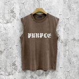Purple Brand Distressed Tank T Shirts Distressed Sleeveless T-shirt Vest