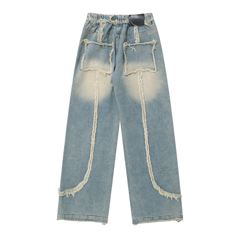 Men Jeans Unique Design Raw Edges