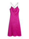 Women Dresses Elegant Sexy Sleeveless Silk Satin Dress