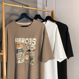 Men T Shirt Summer Loose Cotton Heavy All-Match American Retro