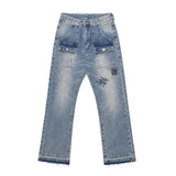 Men Jeans Loose Hole Patch