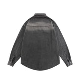 Men Long Sleeve T Shirt Washed and Worn Denim Shirt Jacket Spring and Autumn Men's Embroidery Loose Long Sleeve Shirt