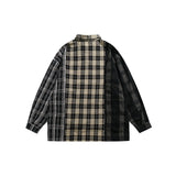 Unisex Shirt Spliced Plaid Blouse Casual Loose