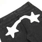 Men Jeans Lightning Five-Pointed Star Print Loose