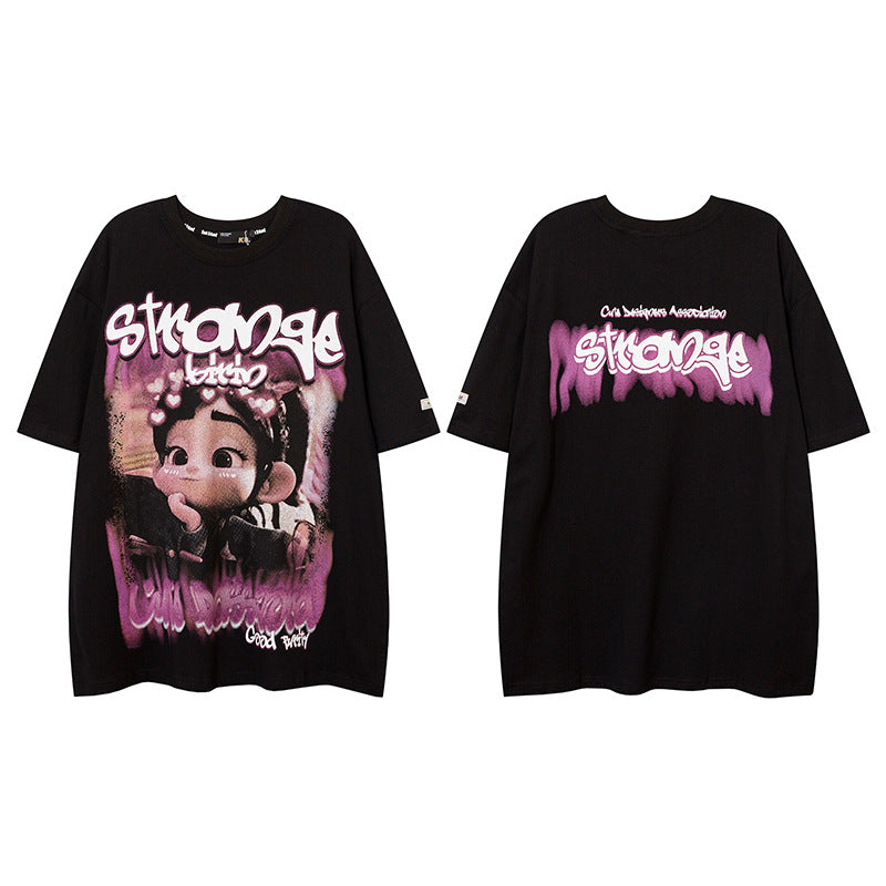 Men's T-Shirt Short-Sleeved T-shirt Men's and Women's Hip Hop