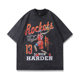 Men T-Shirt Retro Portrait Printing Loose