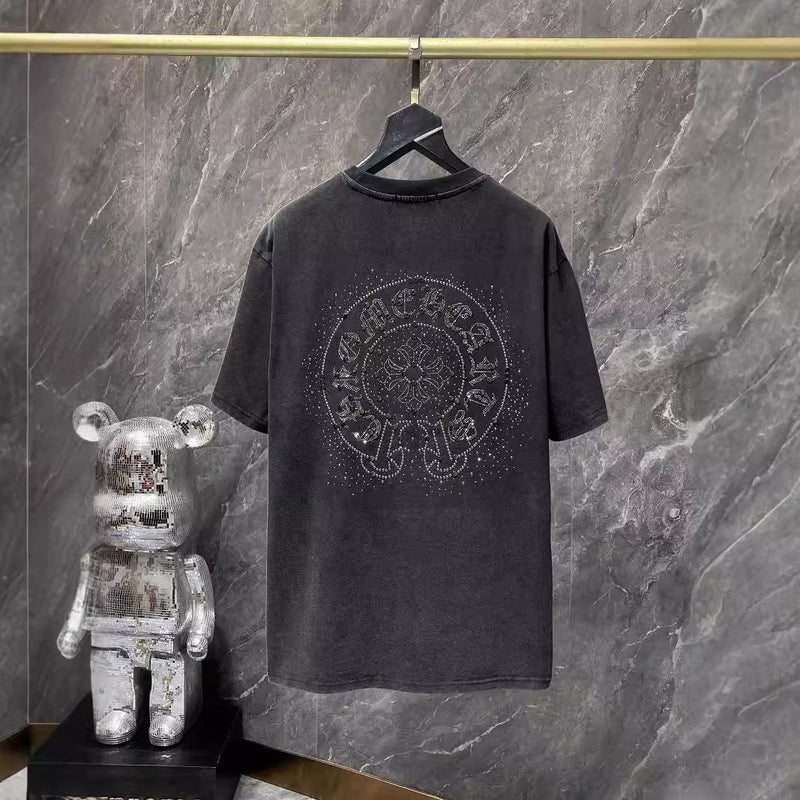 CHH Chrome Heart T Shirts Croix Cross Color Leather Printed Short Sleeve T-Shirt