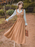 Betty Draper Valentine's Day Dress Spring and Autumn Elegant Lace Stitching Dress