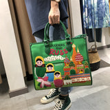 Chh Chrome Heart Leather Bag Splicing Embroidered Tote Bag