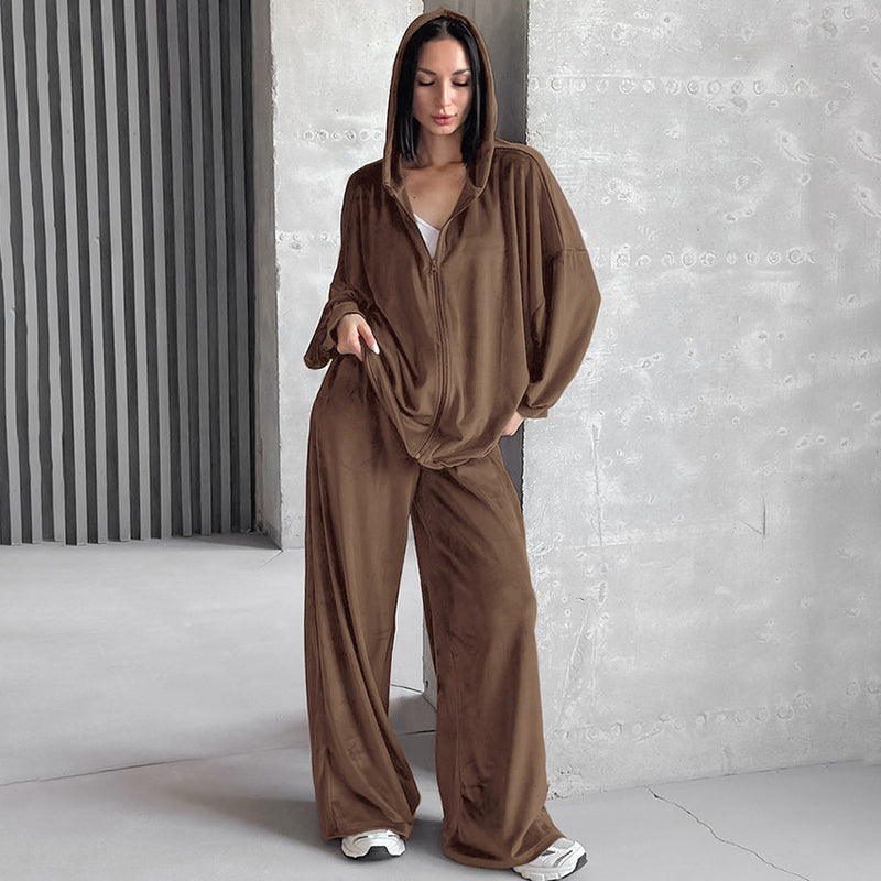 Women Co-Ords Autumn and Winter Long Sleeve Hooded Bathroom Fashion