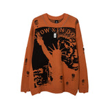 Women Sweater Printed Sweater Men and Women Retro Loose