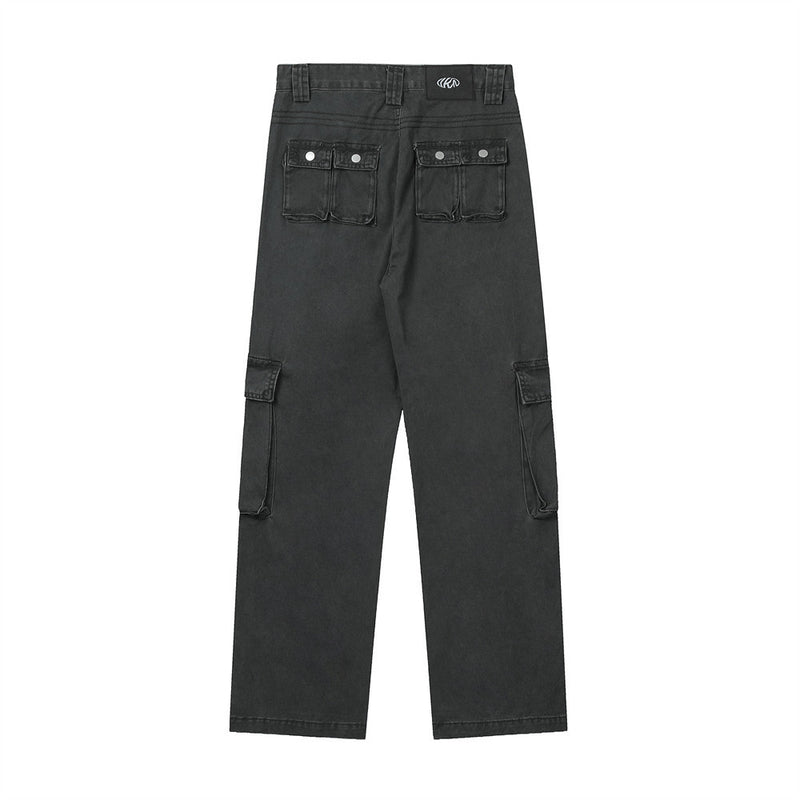 Men Jeans Multi-Pocket Workwear Slit