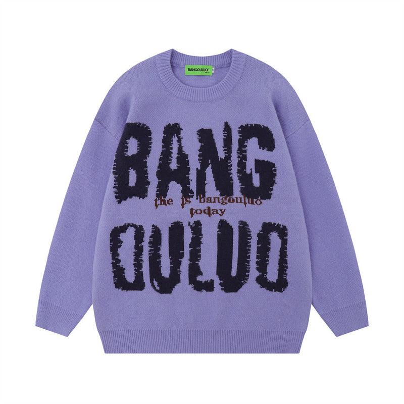 Men Sweater Jacquard Casual Loose Knitted Sweater