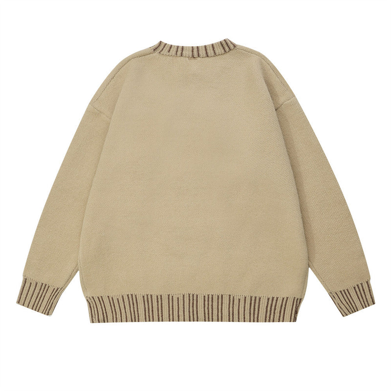 Men Sweater Bear Jacquard Sweater Sweater Loose Casual