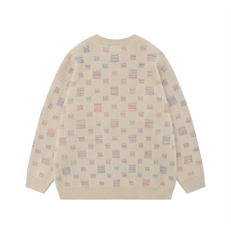 Men Sweater Jacquard Sweater Wool Loose