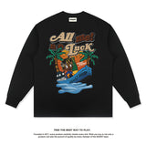 Unisex Long Sleeve Shirt Hand Painted Black Kids Print