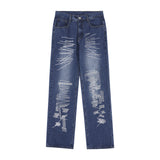 Men Jeans Graffiti Letter Print Loose