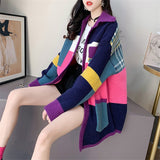 Women Knitted Cardigan Loose Casual College Style Sweater