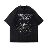 Men T-shirt Cartoon Animation Printing Distressed Oversize