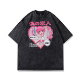 Men T-Shirt Anime Print Distressed