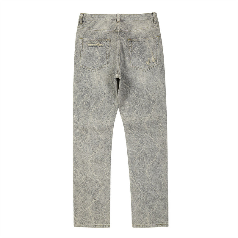 Men Jeans Make Old Ripped Side Stripes