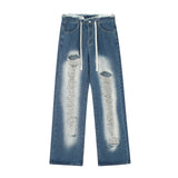 Men Jeans Hole Loose Burrs Punk