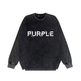Purple Brand Distressed Long Sleeve Shirt Fashion Distressed Loose Long-sleeved Top