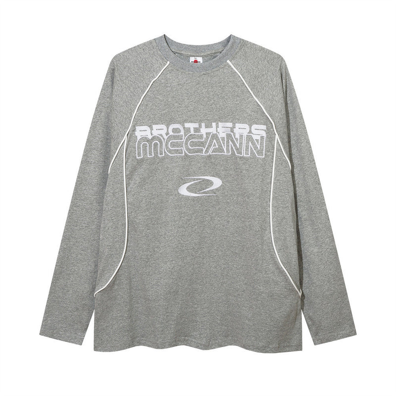 Men Long Sleeve T-Shirt Embroidery Loose Sports