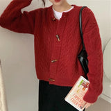 Women Knitted Cardigan Solid Color