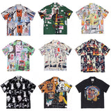 GUILTYPARTIES TIGER Shirts Joint Japanese Basquiat Graffiti Short Sleeve Flower Shirt