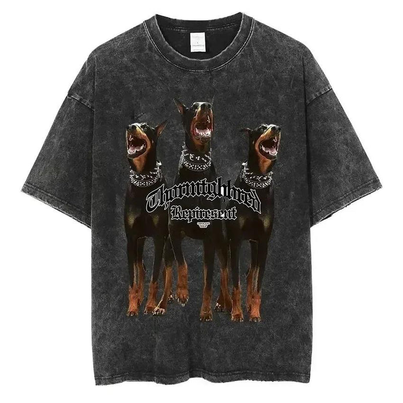 Rottweiler Doberman Retro Graphic Men's Tee Shirt Vintage