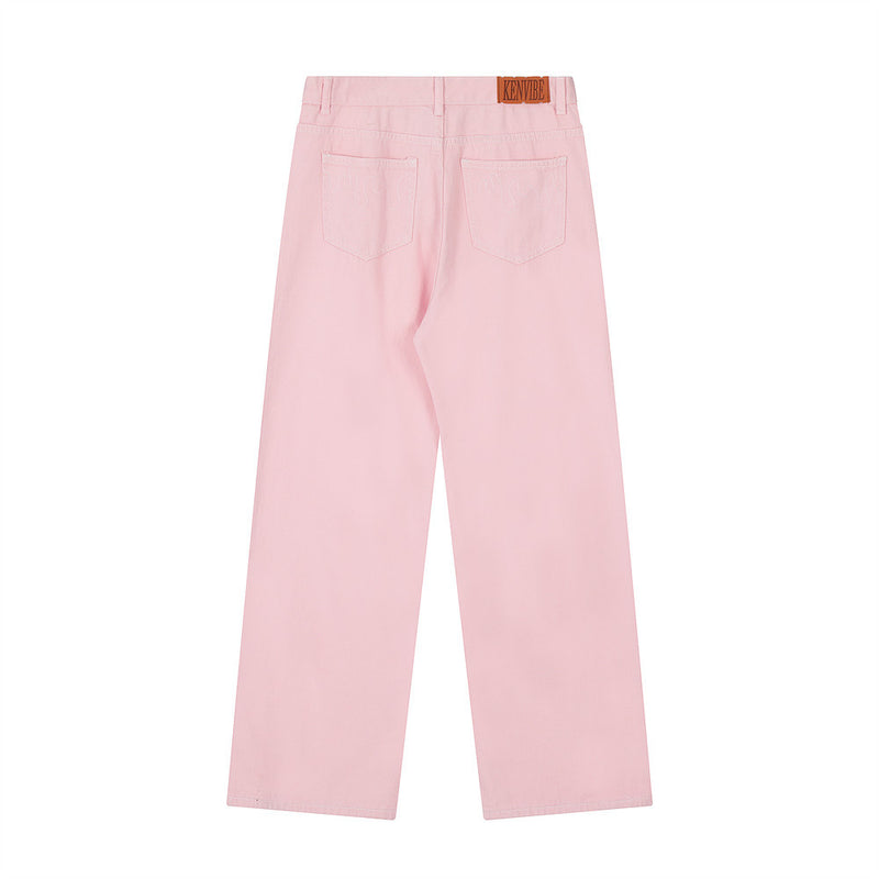 Men Jeans Hip Hop Loose Leisure Pure Color All-Matching