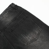 Men Jeans Zipper Slit Bell-Bottom Pants Pleated