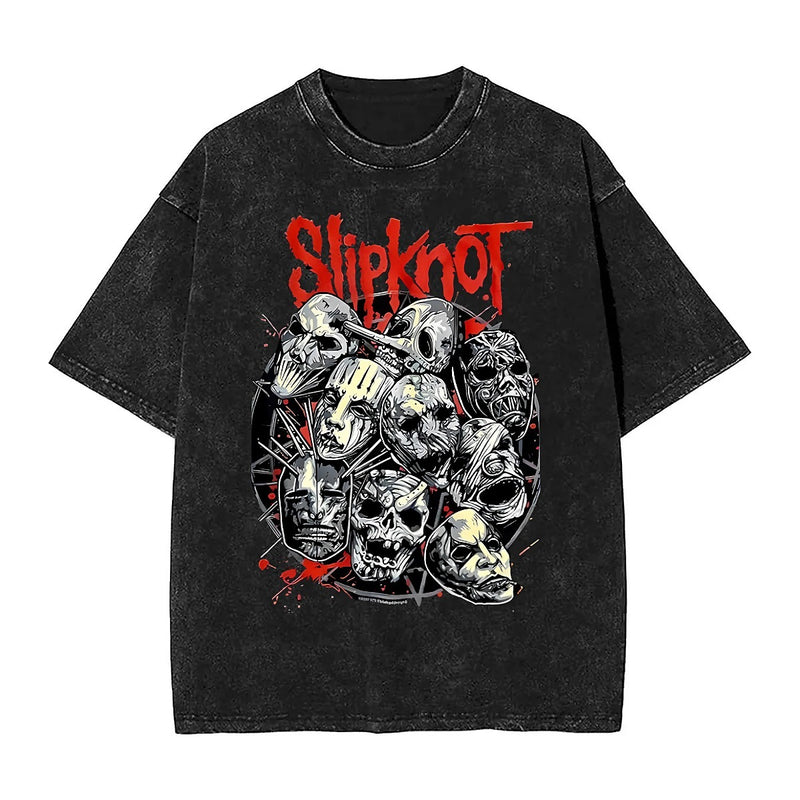 Vintage Washed T-Shirt American Slipknoted Music Casual