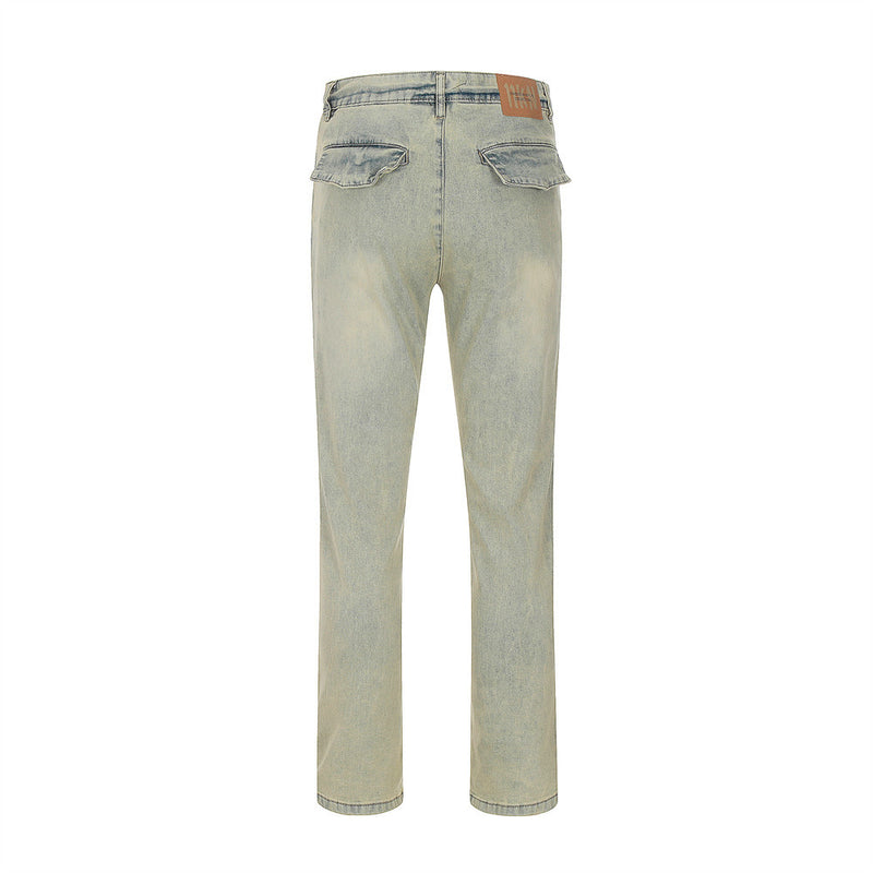 Men Jeans Zipper Slit Loose