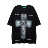 Men T-Shirt Butterfly Embedded Drill Old Oversize