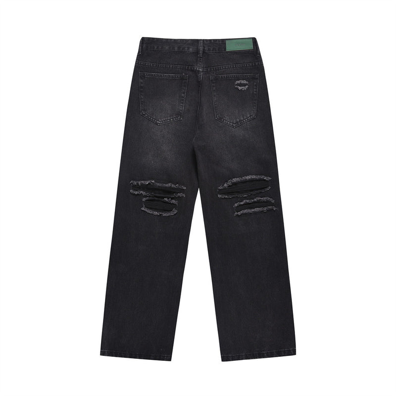 Men Jeans Ripped Distressed Loose Casual