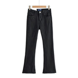 Women Jeans Retro Slim Fit Bell-Bottom Pants Stretch Tight