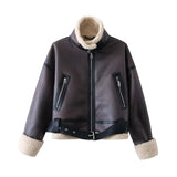 Women Cotton Coat Fleece-lined Thickened Imitation Lamb Wool