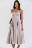 Women Dress Summer French Retro Spaghetti Straps Dress
