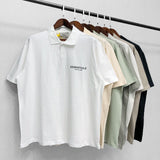 Fog Fear Of God Essentials T Shirt Double Line Polo Shirt Reflective Letter Short Sleeve Loose Couple