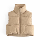 Women Vest Fashion Casual Cotton-Padded Jacket Vest