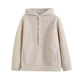 Women Hoodie Imitation Lamb Wool Idle Style Loose