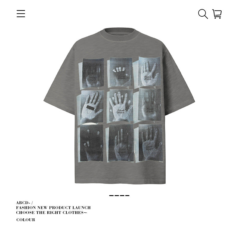 American vintage street T-shirt pure cotton retro men's and women's summer loose