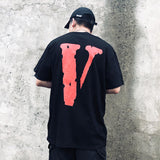 Vlone T Shirts V Printed Short Sleeve T-shirt Men and Women Loose High Street Half Sleeve