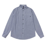 Men Long Sleeved T Shirt Spring and Autumn Vertical Striped Long Sleeve Shirt Men's Casual Loose Shirt Outer Wear