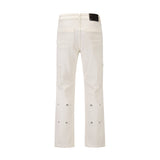 Men Jeans Multi-Pocket Button Versatile