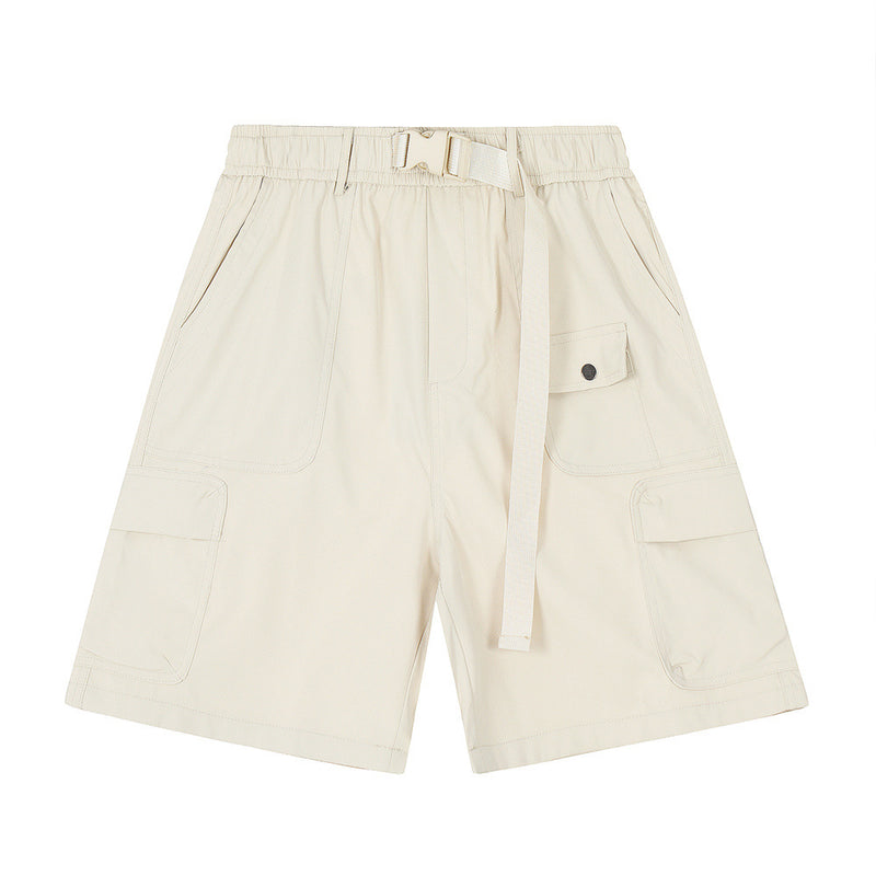 Men Shorts with Belt Workwear Multi-Pocket Loose