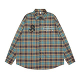 Men Long Sleeved T Shirt Plaid Long Sleeve Shirt Men Street Fashion Versatile Spring and Autumn Casual Loose Lapels